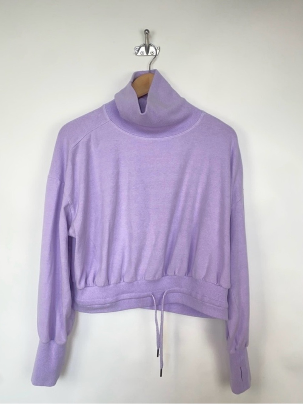Sweaty Betty Lavender Purple Turtleneck Sweatshirt Luxe Fleece Pullover Medium